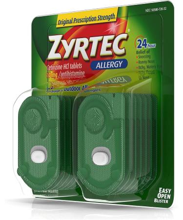 Zyrtec 24 Hour Allergy Relief Tablets - Antihistamine with 10 mg Cetirizine HCl 14 ct (Pack of 2) - Fast International Shipping - Buy Online on GoSupps.com