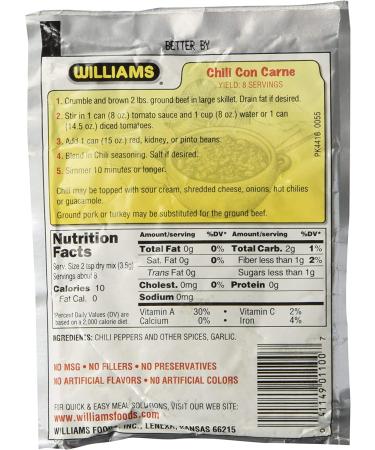 Williams Chili Original Seasoning 1 oz (Pack of 12) - Authentic Flavor for Delicious Meals - Buy Online on GoSupps.com