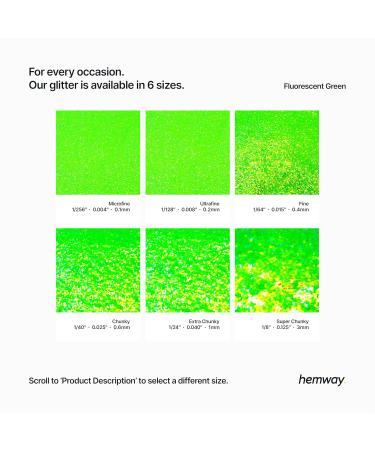 Hemway Premium Ultra Sparkle Glitter - Fluorescent Green Extra Chunky (100g) for Arts Crafts Nails & Cosmetics - Multi-Purpose Metallic Flake - Perfect for Festivals & Creative Projects - Buy Online on GoSupps.com