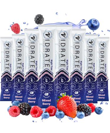 Electrolytes Powder - Hydration Sachets Packed with Vitamins - Zero Sugar Rehydration Sachet with No Artificial Sweeteners by ViDrate - Night Time Mixed Berry Small Pack 8 Electrolytes Sachets Night Time (Mixed Berry) 8 Count (Pack of 1)