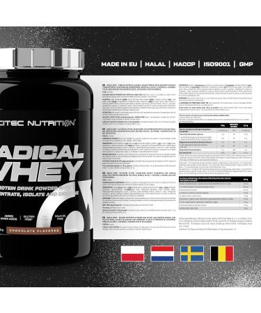  Scitec Nutrition Scitec Nutrition Radical Whey - Whey Protein Concentrate and Isolate - With Creatine and BCAAs - Gluten Free - Fat Free 1000g Chocolate - Buy Online on GoSupps.com