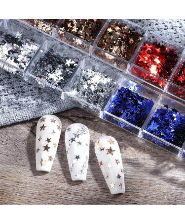 Star Nail Glitters: Red Blue Silver Sequins for 4th of July Nail Art Decorations - 2 Boxes - Buy Online on GoSupps.com