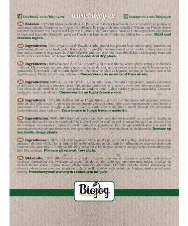 Biojoy Organic Garlic Powder 1kg - Additive-Free Finely Ground Allium Sativum for International Shipping - Buy Online on GoSupps.com