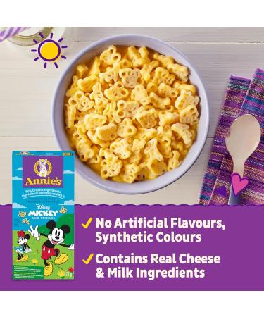 ANNIE'S - MACARONI AND CHEESE Disney Mickey and Friends No Artificial Flavours or Synthetic Colours Contains Real Cheese and Milk Ingredients 80% Organic Ingredients 170 Grams Package - Buy Online on GoSupps.com