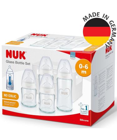 NUK Glass Baby Bottles Set  - First Choice+ - 2 x 240ml + 2 x 120ml - Buy Online on GoSupps.com