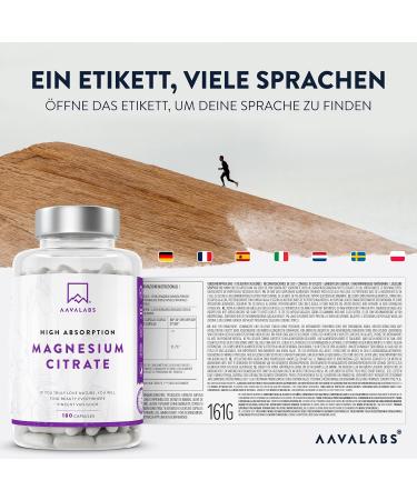 High-Dose Magnesium Citrate Capsules 2231mg - 180 Vegan Capsules for Optimal Absorption | Tri-Magnesium Citrate Powder 357mg Daily Dose - Buy Online on GoSupps.com