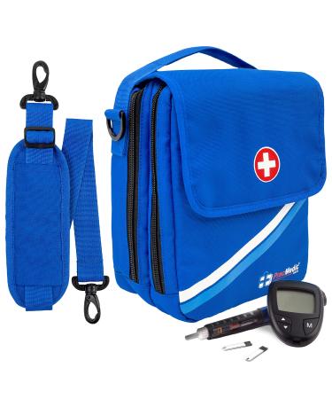 PracMedic Bags Medicine Bag- Insulin Cooler Travel Case- Diabetes Gifts- Diabetic Bag holds Diabetes Supply Epipen Auvi Q Pill Bottle First Aid Asthma Spacer Allergy Meds (X-MEDS Blue)