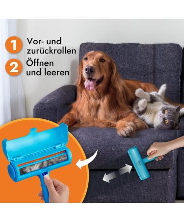Fusselmonster Animal Hair Remover Lint Roller for Dogs & Cats | Reusable Pet Hair Cleaner for Sofa Carpet & Car - Blue - Buy Online on GoSupps.com