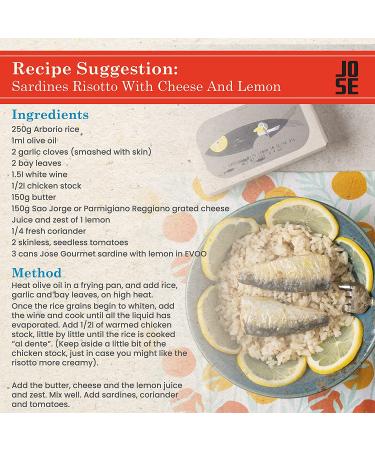 Jose Gourmet Wild Caught Portuguese Sardines in Lemon and Olive Oil - 125g Can | Omega 3 Rich Canned Fish - Fair Trade - Buy Online on GoSupps.com