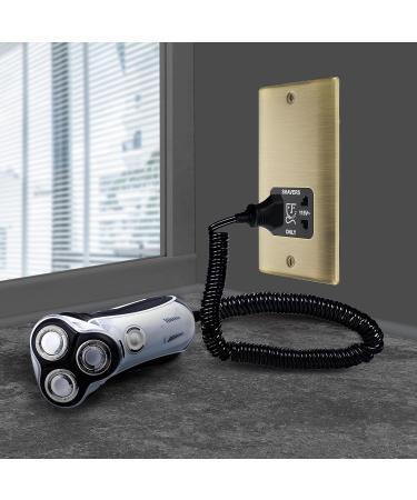 BG Electrical Dual Voltage Shaver Socket 115/240V - Antique Brass & Black Insert | International Shipping - Buy Online on GoSupps.com