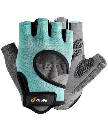 Glofit Workout Gloves for Women and Men, Weight Lifting Gloves Anti-Slip Padded Palm, Light Weight Fingerless Powerlifting Fingerless Gym Gloves for Exercise, Fitness, Training, Cycling Blue Medium