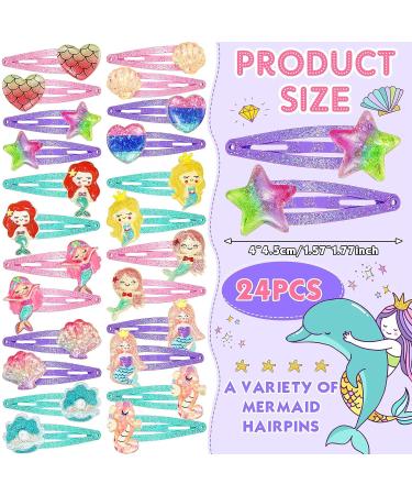 24 Pcs Mermaid Hair Clips - Starfish Snap Barrettes for Girls - Seashell Hair Pins - Mermaid Accessories for Toddlers and Little Girls - Mermaid Costume and Party Favors - Pink and Blue - Buy Online on GoSupps.com
