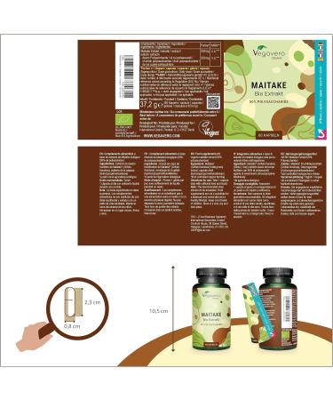 Maitake BIO Vegavero | High Dosage: 7500 mg | Standardized Extract to 50% Polysaccharides | Natural Antioxidant + Anti Stress | No Additives | 60 Capsules | Vegan - Buy Online on GoSupps.com