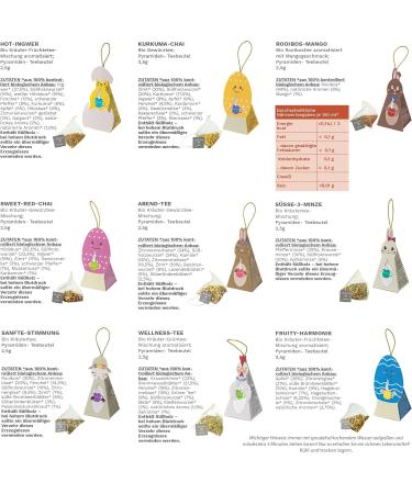  Creano Creano Organic Herbal Tea Gift Set "Cute Easter Characters" - 9 Pyramid Tea Bags of 9 Different Types - 22.5 g - NEW 2025* - Buy Online on GoSupps.com