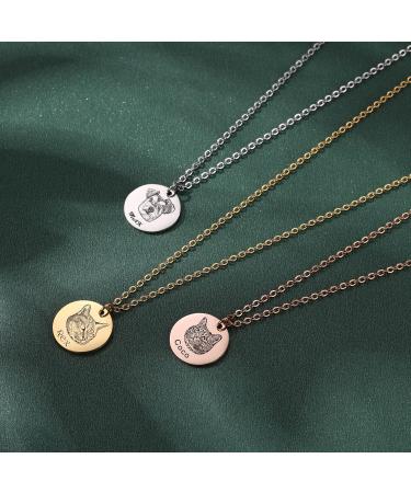 Memediy Personalized Pet Portrait Necklace - Custom Engraved Dog/Cat Remembrance Gifts in Gold | Perfect Pet Loss Gifts for Animal Lovers - Buy Online on GoSupps.com
