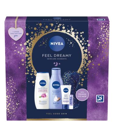 NIVEA Feel Dreamy Gift Set (5 Products) Women's Gift Set with Beauty Products Includes Shower Cream Body Lotion Night Cream Lip Balm and Eye Mask
