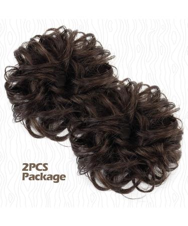 BARSDAR 100% Real Hair Extensions Dark Brown Updo Ties & Messy Bun 2pcs | Curly Hair Part for Women & Girls - Buy Online on GoSupps.com