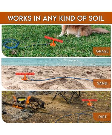 Sliridog Dog Patch - Strongest Dog Anchor for Large Dogs | Safely Holds Up to 90 kg | Ideal for Courtyard Beach Camping - Sunset Chevron Design (Orange/Evening Red) - Buy Online on GoSupps.com