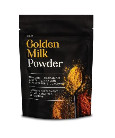 Diem Glow Organic Golden Milk Powder with Turmeric and Ginger - Golden Milk Superblend Mix of Curcumin, Black Pepper for Natural Joint Relief and Digestion Support (90 Servings)