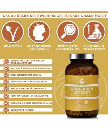 Qidosha Boswellia Serrata Frankincense Capsules - High Dose Test Winner 08/23 270 pcs 85% Boswellia Acid 500mg Extract per Capsule - Premium Quality Frankincense Supplements - Buy Online on GoSupps.com