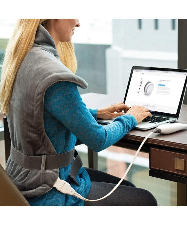 Pure Enrichment PureRelief XL Heating Pad for Back & Neck - Heat Therapy for Muscle Pain, Cramps, and Sore Muscles - 4 Heat Settings - Auto Shut-Off - Gray - Buy Online on GoSupps.com