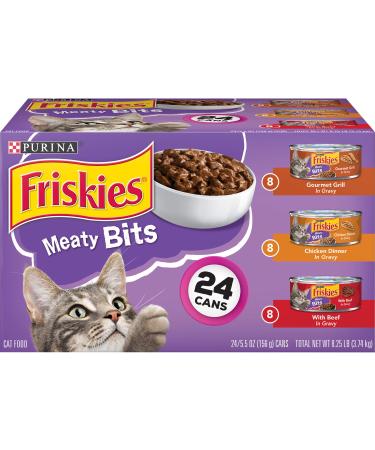 Purina Friskies Gravy Wet Cat Food Variety Pack, Meaty Bits - (24) 5.5 oz. Cans