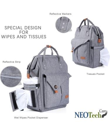 NEOtech Care Diaper Bag Backpack for Baby | Multifunctional Wide Opening Top-Rated Design - Black/Gray/Blue - Buy Online on GoSupps.com
