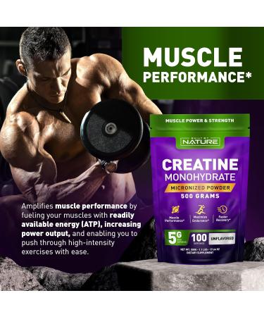 Creatine Monohydrate Powder Micronized Creatine for Men & Women Pure Monohydrate Creatina Suplemento Muscle Strength Performance & Recovery 100 Servings 500 Grams Unflavored - Buy Online on GoSupps.com