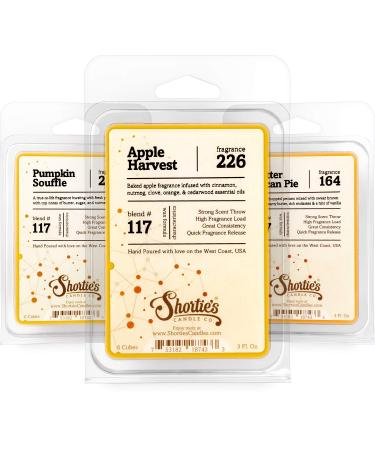 Shortie's Candle Company Fall Wax Melts Variety Pack - Pumpkin Souffle, Butter Pecan Pie, Apple Harvest - Formula 117-3 Highly Scented 3 Oz. Bars - Made with Natural Oils - Fall Warmer Wax Cubes Fall Variety Pack - Buy Online on GoSupps.com