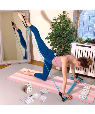 Pilates Bar Workout Cards - 58 Exercise Cards with Stick | Pilates Postures, Instructions, Breathing Tips | Free Ring & Marker - Buy Online on GoSupps.com
