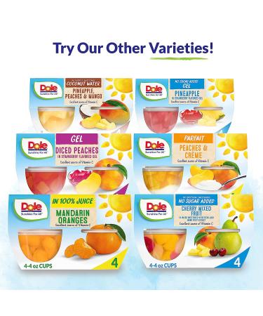 Dole Sugar-Free Cherry Flavored Gel Mixed Fruit Bowls - Gluten-Free Healthy Snack - 4.3oz Cups (Pack of 4) - Buy Online on GoSupps.com