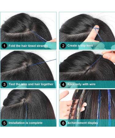 47 Inches Hair Extensions: 12 Colors Holographic Glitter Fairy Tinsel Kit for Women & Girls - Hair Accessories for Sparkles at Halloween, Christmas, New Year, Cosplay Party - Buy Online on GoSupps.com