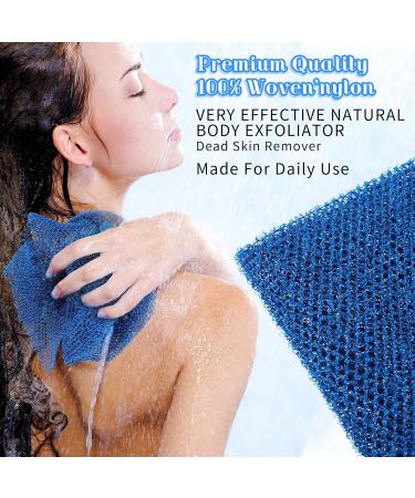COMNICO African Bath Sponge Long Net Exfoliating Shower Body Scrubber Flat Back Scrubber Foot Scalp Scrub Dead Skin Removal Skin Smoother for Men Women (Blue) - Buy Online on GoSupps.com