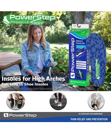 Powerstep Pinnacle High Arch Pain Relief Insole - Men's 12-13 Blue/Green | High Arch Support Orthotic for Women and Men - Buy Online on GoSupps.com