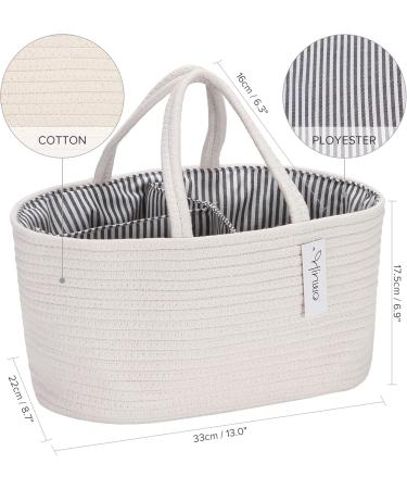 Hinwar Baby Diaper Caddy | Portable Newborn Organizer & Shopping Bag | Cotton Rope Basket for Diapers & Cloths | Perfect Infant Shower Gift (1 Pack) - International Shipping Available - Buy Online on GoSupps.com