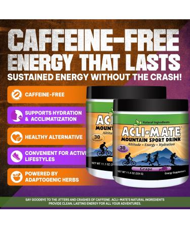 ACLI-MATE Mountain Sport Drink Mix Dual Tub - Grape & Orange Flavors for Hydration Endurance Energy and High-Altitude Adaptation During Hiking Running Cycling Skiing & Outdoor Adventures - Buy Online on GoSupps.com