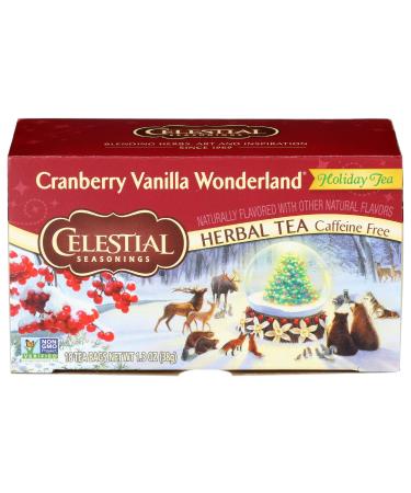 Celestial Seasonings - Holiday Seasonal Favorite Herbal Tea Caffeine Free Cranberry Vanilla Wonderland - 20 Tea Bags
