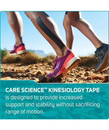 Care Science Waterproof Kinesiology Tape 40 ct Precut Strips (2 Rolls) Black | Elastic Sports & Weightlifting Tape | Supports Muscles & Joints | Water Resistant - Buy Online on GoSupps.com