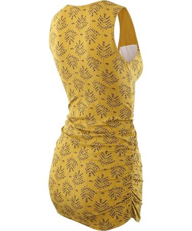 ZUMIY Maternity Nursing Top | Women's Cotton V Neck Ruched Waist Double Layered Tank | Yellow Printing - Buy Online on GoSupps.com