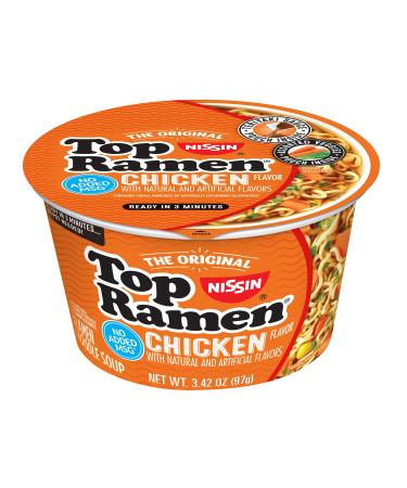 Nissin Top Ramen Bowl Ramen Noodle Soup, Chicken, 3.42 Ounce (Pack of 6) Chicken 3.42 Ounce (Pack of 6) - Buy Online on GoSupps.com