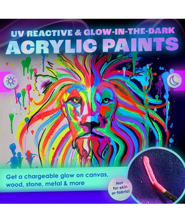 neon nights Glow in The Dark Paint Set - 8 Pack UV Acrylic Paints - Self Luminous 20mL for Halloween & Holiday Decor - Blacklight Activated - Buy Online on GoSupps.com