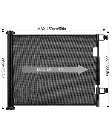 Retractable Baby Gate Dog Gate - Wiscky Extra Wide Safety Gates 33" Tall  Extends to 59" Wide  Easy to Roll and Latch Dogs Gate for Doorways  Stairs  Hallways  Deck  Banisters Indoor/Outdoor (Black) 33x59 Inch Black - Buy Online on GoSupps.com