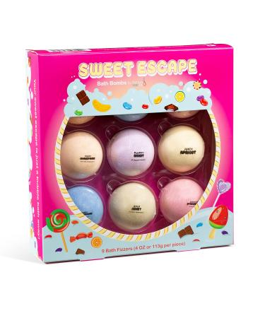 Happy Day Fizzers Aromatherapy 9 Pcs Large Bath Bomb Gift Set for Women   Relaxing Aromatherapy Home Spa Birthday Christmas Gifts for Mom (Sweet Escape)