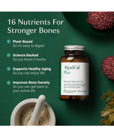 AlgaeCal Plus - Plant Based Calcium Supplement for Bone Health Vitamin K2 MK-7 & Vitamin D3 (1600 IU) Magnesium 13 Trace Minerals for Bone Density Clinically Supported Natural Bone Strength Supplement - 120 Veggie Caps 3-Month Supply 120 count (Pack of 3) - Buy Online on GoSupps.com