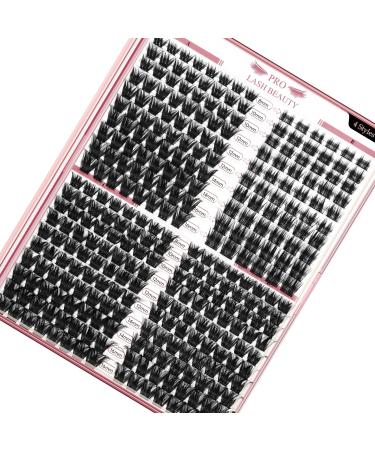 PRO 300 Pcs Cluster Lashes Lash 4 Styles Clusters DIY Eyelash Extension Individual Lashes Thin Band Easy to Apply at home Lashes(4 Styles 8-16mix) 8-16 mix 4 Styles (300 Pcs)