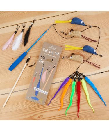 Pretty Kitty Cat Toy Set - 15-Piece Vegan Cat Toys with Feathers & Catnip for Happy Felines - Buy Online on GoSupps.com