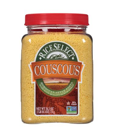 RiceSelect Couscous, Moroccan-Style Non-GMO and Vegan Couscous Pasta, 26.5 Ounce Jar Plain Couscous