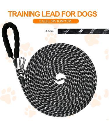 Reflective Dog Track Line - 15m Training Leash for All Sizes Comfort Hand Loop & 360 Carabiner - Durable Black 5m Option - Buy Online on GoSupps.com