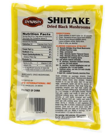 Dynasty Whole Shiitake Mushrooms 1oz - Premium Quality Mushrooms for Cooking and Health Benefits - Buy Online on GoSupps.com