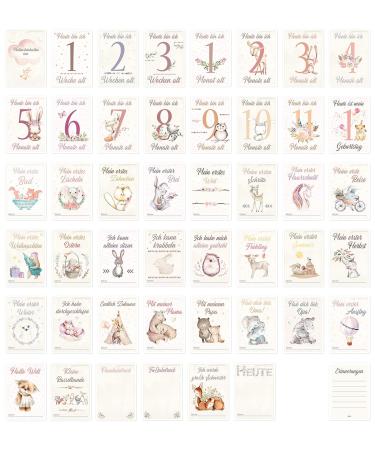Olgs Milestone Cards for Baby Girls - 45 Unique Cards | Perfect Gift for Birth Baby Showers Pregnancy & Baptism | Boho Style Milestone Cards - Buy Online on GoSupps.com